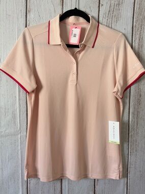 Rohnisch Blush Golf Polo Top with Hot Pink Trim NWT